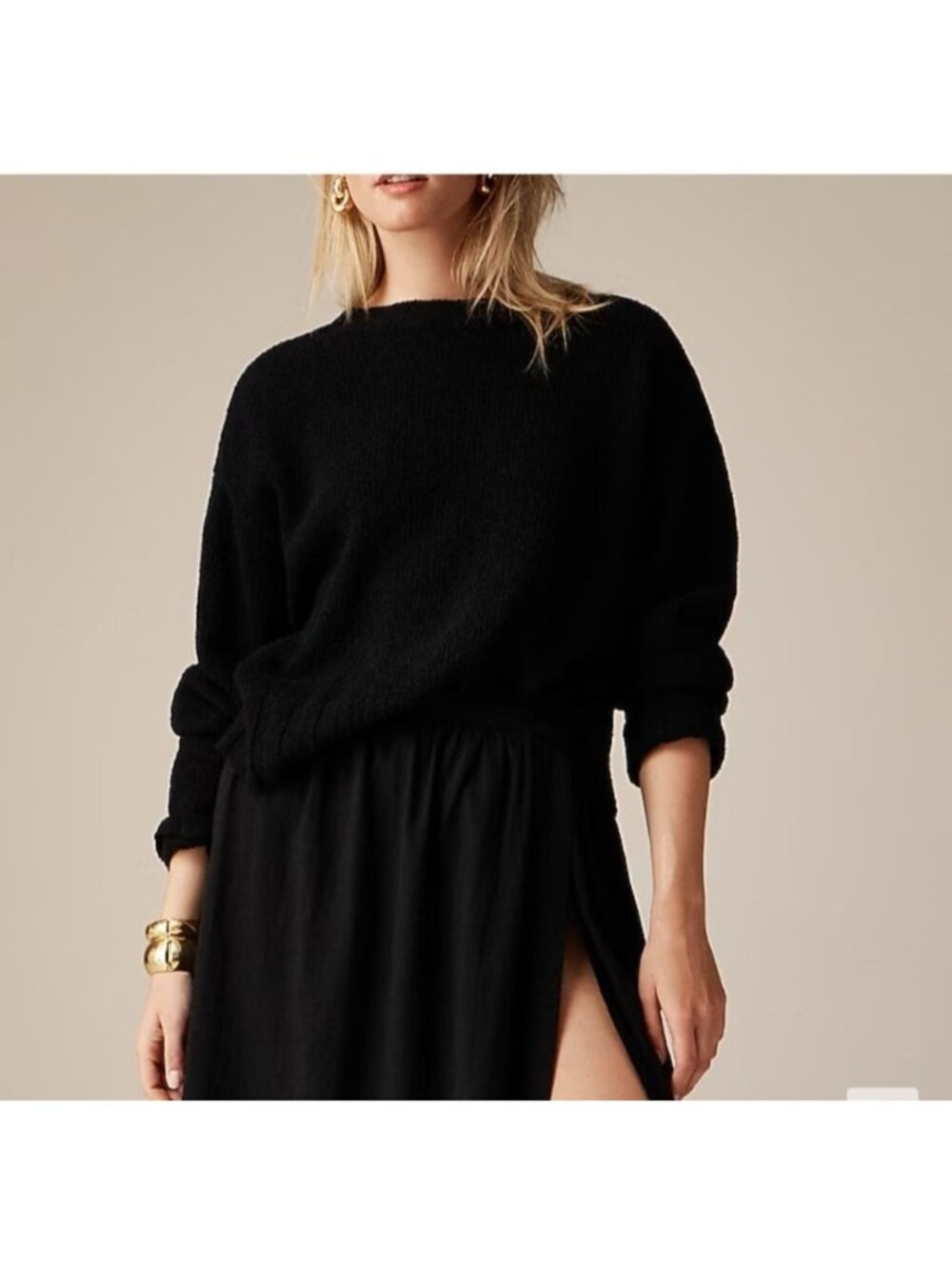 J.Crew Womens Size XXS Relaxed Crewneck Sweater Black BX497 NWT *light flaw*